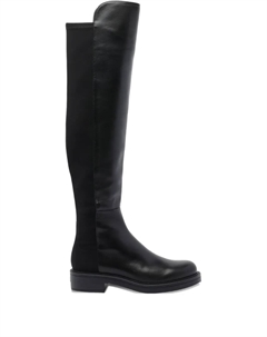 Сапоги с кожаным верхом до колена, черный Stuart weitzman