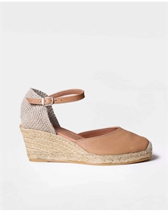 Женские кожаные эспадрильи на танкетке с пряжкой, коричневый Toni pons