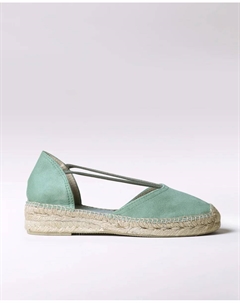 Женские замшевые эспадрильи на клиновидной подошве с резинками, зеленый Toni pons