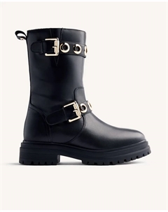 Женские мотоциклетные ботинки с перфорацией и регулируемой застежкой на пряжках, черный Gioseppo
