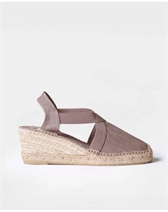 Женские эспадрильи на клиновидной подошве из гладкой ткани с резинками, коричневый Toni pons