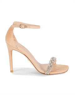 Сандалии Nudistcurve из замши с декоративным ремешком на щиколотке, цвет Adobe Stuart weitzman