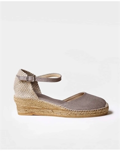 Женские плетёные эспадрильи на клиновидной подошве с пряжкой, серо-коричневый Toni pons