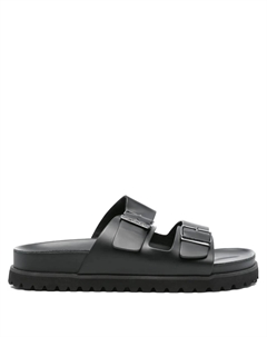 Кожаные шлепанцы с двойной пряжкой, черный Gant