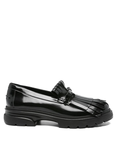 Низкие кожаные мокасины Tracker с бахромой, черный Simone rocha