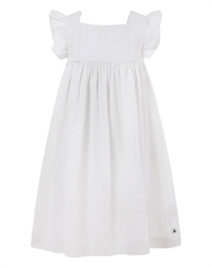 Платье из органического хлопка с оборками, белый Petit bateau