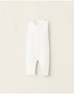 Детский вязаный комбинезон на бретелях с регулировкой, белый Zippy