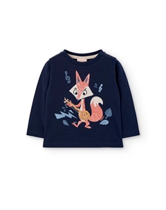 Детская футболка с круглым вырезом и длинными рукавами, темно-синий Boboli