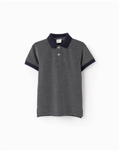 Детская футболка поло с коротким рукавом и микроузором, темно-синий Zippy