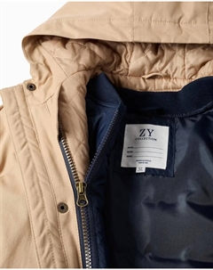 Детская утепленная парка с капюшоном и съемным жилетом, бежевый Zippy