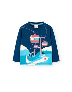Детская футболка для мальчика с круглым вырезом и длинным рукавом, темно-синий Boboli