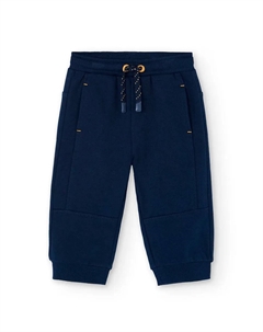 Детские спортивные штаны из флиса с резинкой и шнурками, темно-синий Boboli