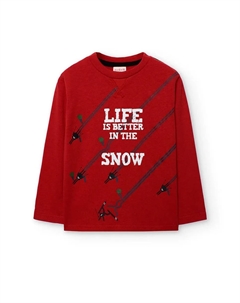 Детская футболка с круглым вырезом и длинными рукавами, красный Boboli