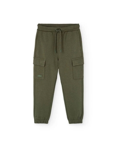 Детские спортивные штаны из флиса с накладными карманами, оливковый Boboli