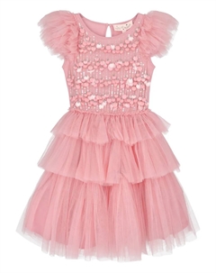 Платье Daphne из тюля с многоярусной отделкой, расшитое пайетками, розовый Tutu du monde