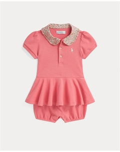 Детская хлопковая распашонка для девочки с вышитой лошадкой, розовый Polo ralph lauren