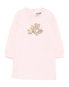 Платье с круглым вырезом и принтом оленя, розовый Moschino kids