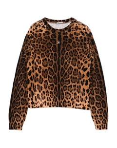 Свитер с леопардовым принтом, коричневый Dolce & gabbana kids