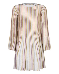 Полосатое расклешенное трикотажное мини-платье, нейтральный Stella mccartney kids