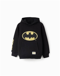 Детская толстовка с капюшоном и карманом-кенгуру в стиле Бэтмен, черный Zippy