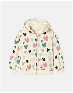 Детское худи с капюшоном и принтом в виде сердечек по всей поверхности, белый Kids el corte inglés