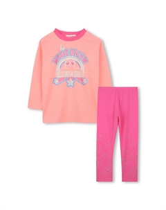 Детская пижама с длинным рукавом и рисунком спереди, лососевый Billieblush