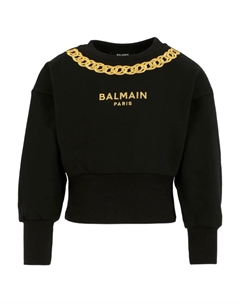 Укороченный свитер с цепочкой, черный Balmain kids