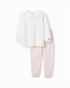 Детская пижама 100% хлопок с рюшами и в полоску, белый Zippy