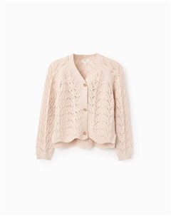 Детская вязаная кофта из 100% хлопка с V-образным вырезом, бежевый Zippy