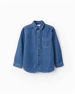 Детская джинсовая рубашка 100% хлопок с карманом, синий Zippy