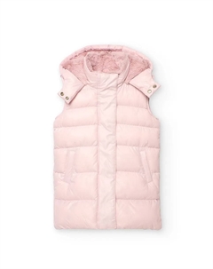 Детская утепленная куртка с передними карманами и капюшоном, светло-розовый Boboli
