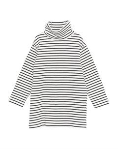 Платье-водолазка в полоску, белый Douuod kids