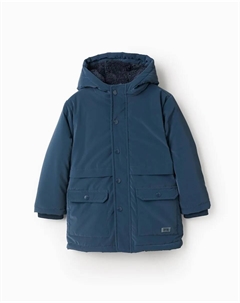Детская парка с резиновым эффектом и подкладкой из шерпы, темно-синий Zippy