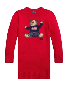 Платье Polo Bear с круглым вырезом и интарсией, красный Polo ralph lauren kids