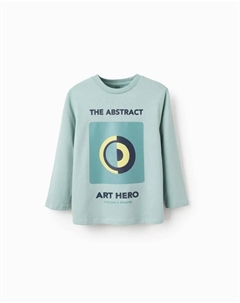 Детская футболка 100% хлопок с принтом на груди, светло-зеленый Zippy