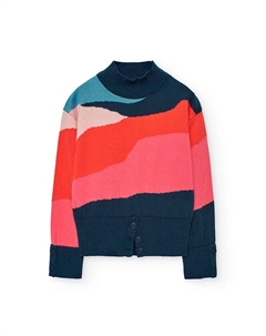 Детская кофта для девочки с длинным рукавом и воротником-стойкой, многоцветный Boboli