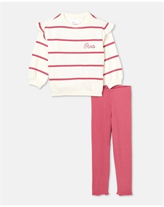 Детский комплект из двух предметов: худи в полоску и легинсы с ребристым узором, розовый Kids el corte inglés