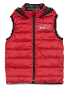 Стеганый жилет с капюшоном, красный Boss