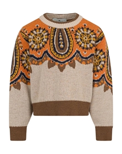 Шерстяной свитер с узором пейсли, нейтральный Etro kids