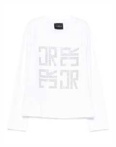 Топ с длинными рукавами, украшенный стразами, белый John richmond junior