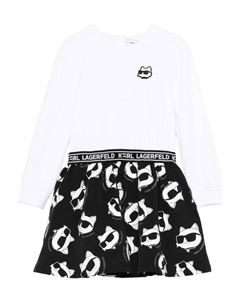Платье мини Ikon Choupette с нашивкой, белый Karl lagerfeld kids