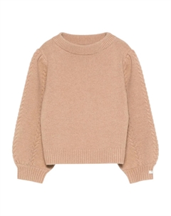 Свитер Kasine с рукавами-фонариками, выполненный в технике косой вязки, нейтральный Donsje