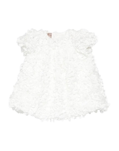 Платье с короткими рукавами и фактурой лепестков, белый La stupenderia