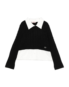 Свитер с логотипом и косой вязкой, черный Liu jo kids