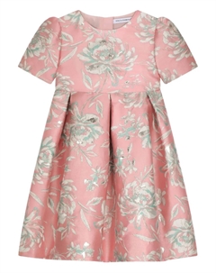 Платье с цветочным жаккардом и плиссе, розовый Dolce & gabbana kids