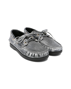 Кожаные мокасины на шнуровке, черный Golden goose kids