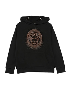 Толстовка с капюшоном, украшенная кристаллами Медузы, черный Versace kids