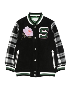 Куртка-бомбер с вышитыми розами, черный Stella mccartney kids