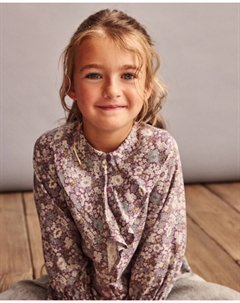 Блузка с длинными рукавами, воланами и двухцветным принтом из вискозы для девочки, розовый Coconut el corte inglés