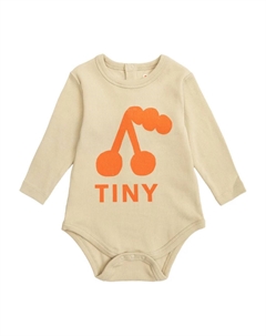 Боди в рубчик с принтом вишни, нейтральный Tinycottons